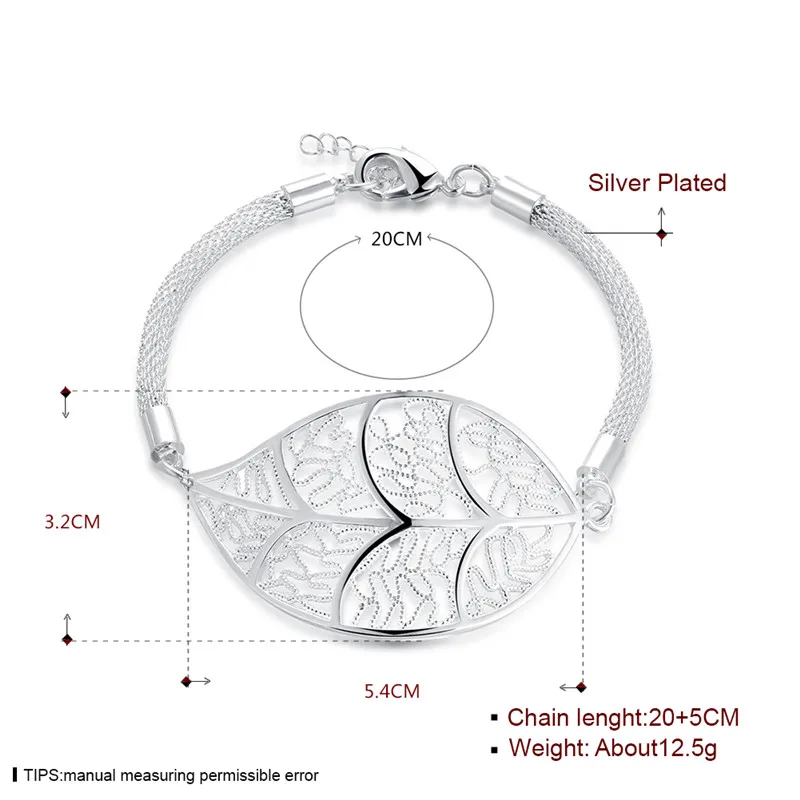 Очаровательный Браслеты браслет женский Femme серебро cahin большой лист заявление