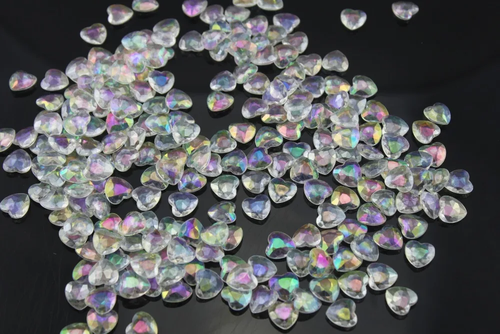 Бесплатная доставка! 2000 шт./лот 6 мм акриловая AB Радужная форма сердца