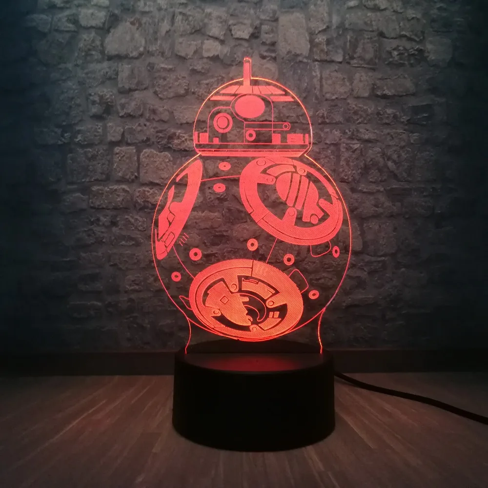 3D Светодиодная лампа Звездные войны подарок для мальчика игрушки робот BB-8 шар 7