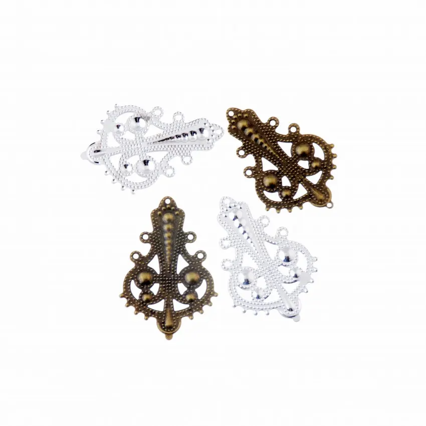 Бесплатная доставка, розничная продажа, 20 шт, бронзовые/Серебристые цветные филигранные соединители, металлические поделки, подарочное украшение, сделай сам, 27x41 мм