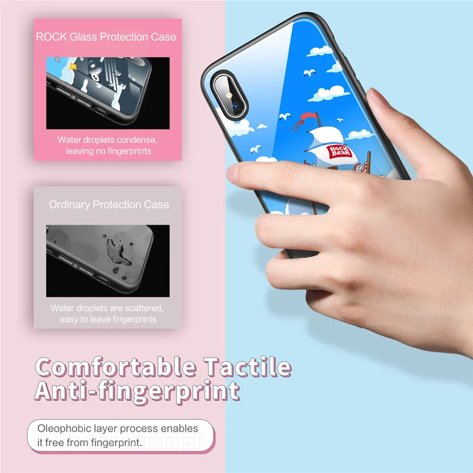 Защитный чехол для iPhone X/xs/xr/xs max ROCK из закаленного стекла 2018 5 8 6 1 дюйма тонкая