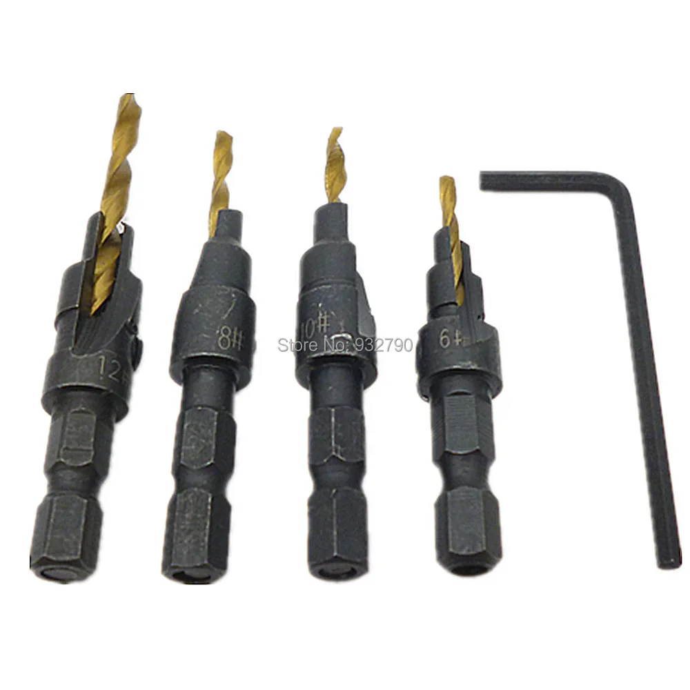 4 шт. ti зауженные детализации зенковки Бурильные долото винт комплект Wood