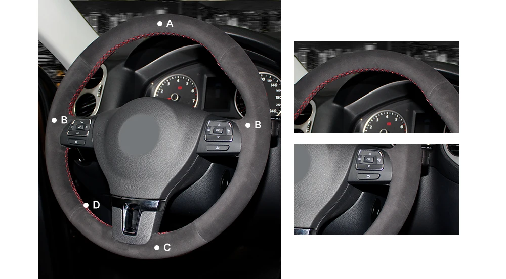 MEWANT ручная работа DIY черная замша чехол на руль для Volkswagen VW Gol Tiguan Passat B7 Passat CC Touran Jetta Mk6
