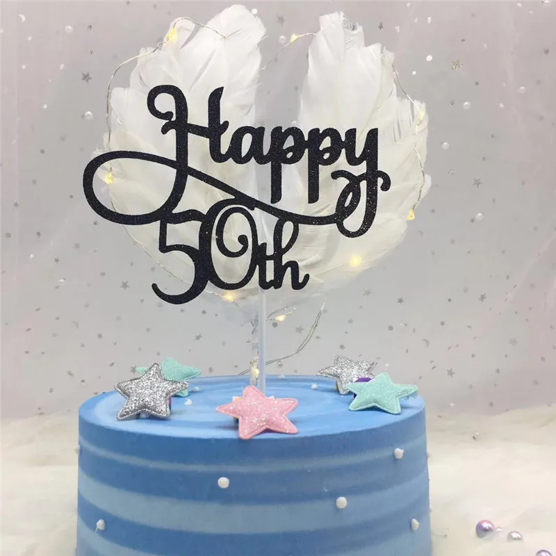 Золото/серебро/черный Расширенный блеск Happy 30 40 50 60th торт Топпер День рождения Свадебная вечеринка товары для украшения торта