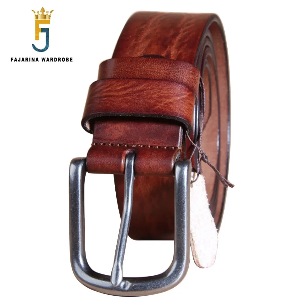 FAJARINA New Design Top Quality Genuine Leather Belts Straps Male for Men Men's Retro Styles Cow Skin Belt 3.5cm Wide N17FJ328