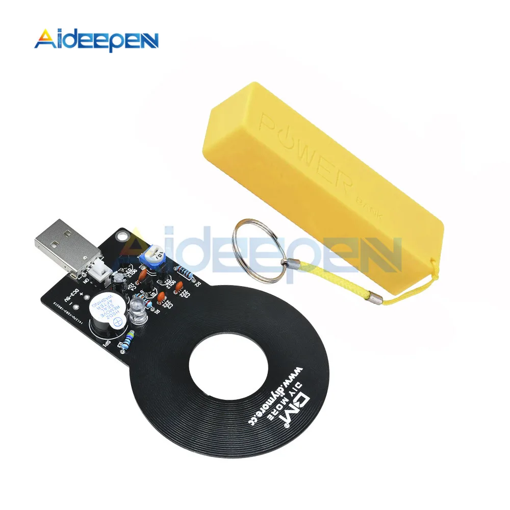 Detector Yellow Case Металлоискатель электронный DC3V-5V Бесконтактный модуль датчика электронная часть металлоискатель с 18650 чехол для батареи DIY Kit - Цвет: Detector Yellow Case