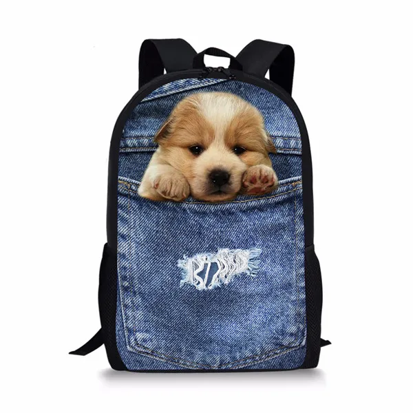 CC1672C Coloranimal милая собака 3D животное кошка школьные рюкзаки для девочек мальчиков синий деним печать рюкзак Детский рюкзак для книг - Цвет: CC1672C