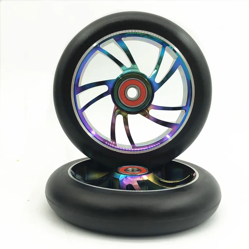 Colorful 120mm S 2 шт. 120 мм Скутер для трюков в стиле Фристайл колеса 88A с высокой упругой ПУ алюминиевого сплава ступицы ABEC-9 22*8*7 мм подшипники - Цвет: Colorful 120mm S
