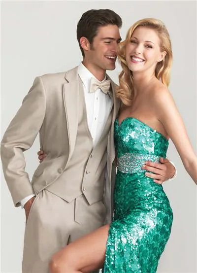 Новый модный смокинг для жениха бежевая официальная одежда свадебный костюм