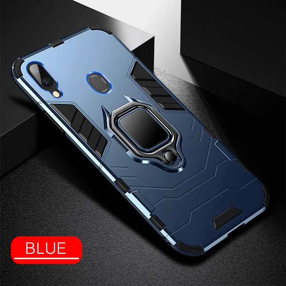 Blue Роскошный защитный чехол-бампер для samsung Galaxy A50 A70 A60 A30 M30 бампер чехол M20 M10 A8S A7 A8 A9 плюс автомобильному кольцу, мягкий чехол - Цвет: Blue
