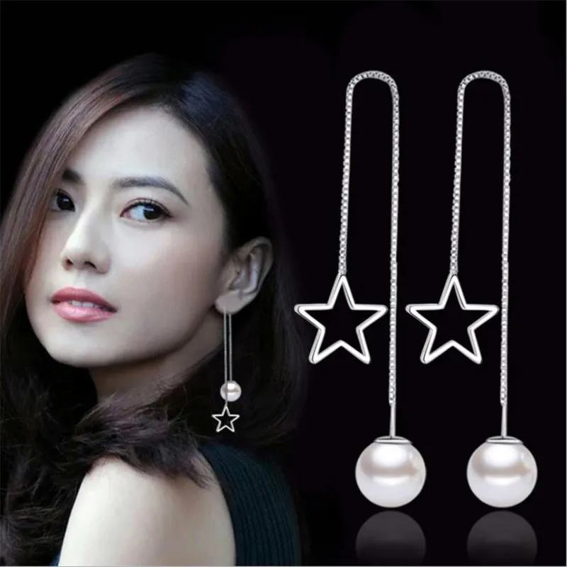 Модные женские длинные серьги LUKENI из серебра 925 пробы модные кисточки с жемчугом
