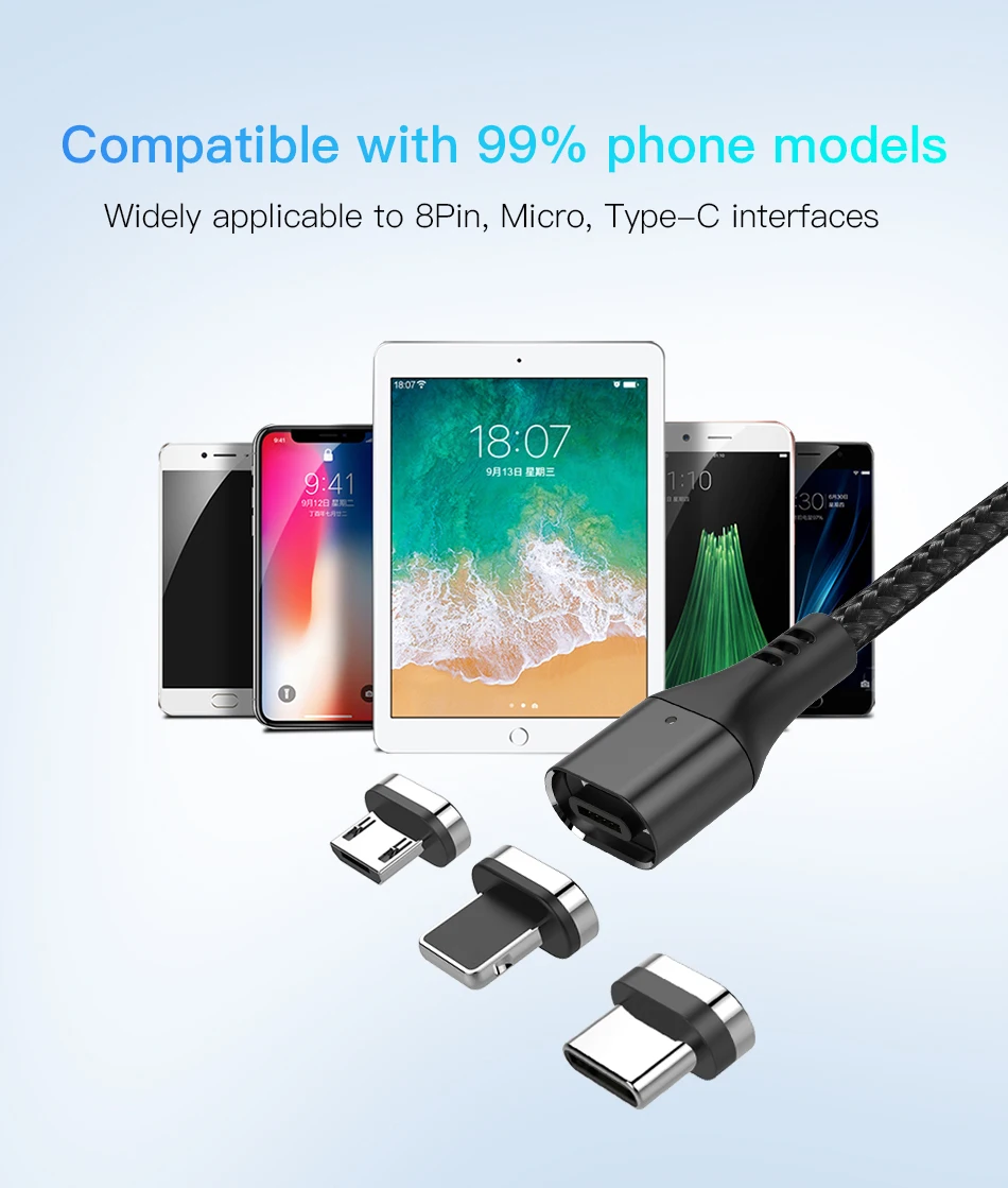 NOHON Магнитный зарядный кабель для передачи данных для iPhone Xs X XR Max 5 6 7 8s Plus и type-C кабели и Micro USB шнур для huawei Xiaomi samsung