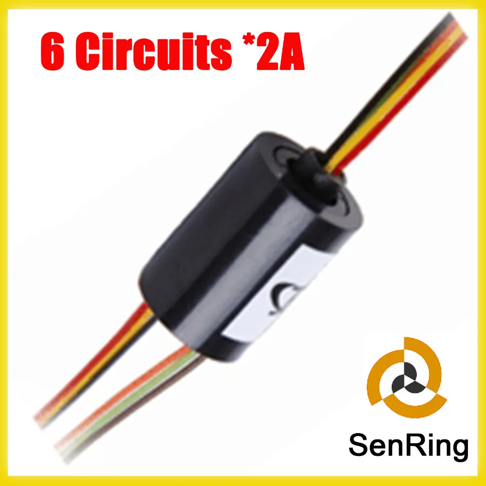 

length 13.5mm Mini rotating slip ring OD 12.5mm 6 circuits /2A signal of capsule slip ring without flange Senring