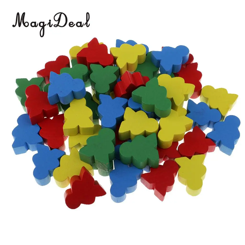 MagiDeal Novelty 50Pcs Assorted Color Human Shape Wooden Chess for Kids Board Game Educational Toys Gifts 24 x 19 9 mm Multi | Спорт и