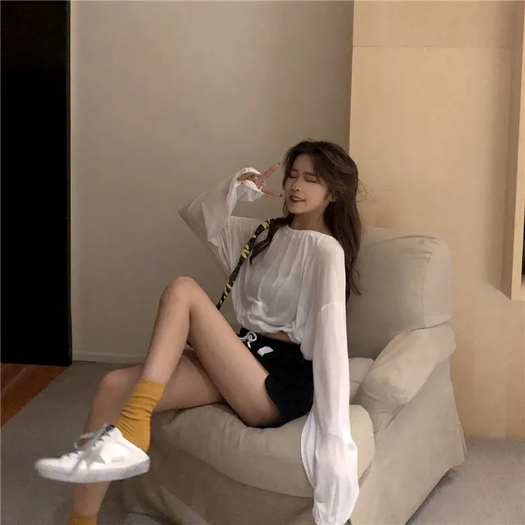 3 цвета лето 2019 корейский стиль сплошной цвет длинный рукав защита от солнца