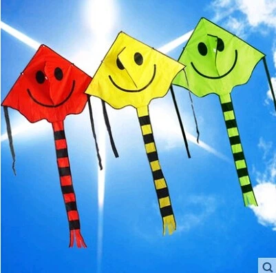 

free shipping high quality smiling kites 2pcs/lot child kite nylon ripstop kites handle line chinese kites outdoor toys flying