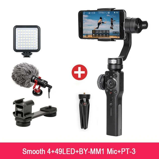 W Bar 49LED MM1 Zhiyun Smooth 4 Карманный 3-осевой бесщеточный шарнирный стабилизатор для камеры для iPhone samsung S8 gopro56 PK DJI Osmo 2 Smooth Q eyemind s5 - Цвет: W Bar 49LED MM1