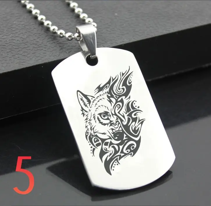 Perfect JL Wolf Totem Western Style Army card Personalized Diy Letters Pendant Steel Necklace personality Gifts LTT01 | Дом и сад
