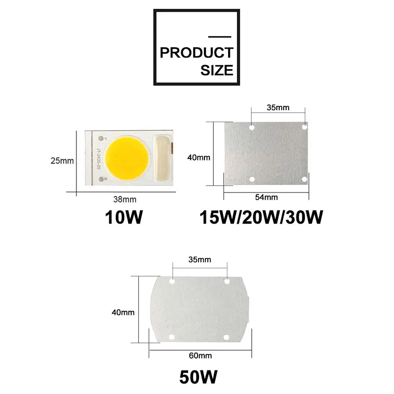 10 шт Настоящее Мощность светодиодный COB Чип W 15 20 30 50 Светодиодный Лампа 220 V 240 Вход