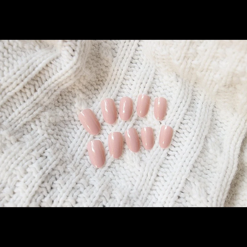 24 шт./компл. жемчужная пудра розовые накладные ногти Овальный Стиль