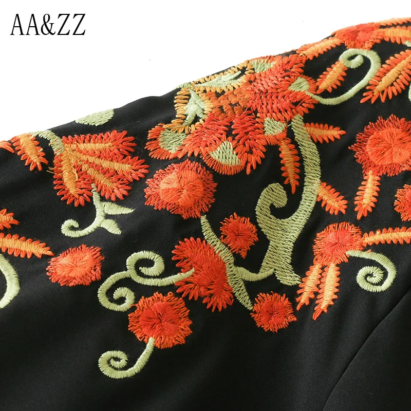 AA&ampZZ 2017 Women Floral Embroidery Lace Patchwork Blouse Stand Collar Full Sleeve Shirts Blusas Female Tops Clothing |