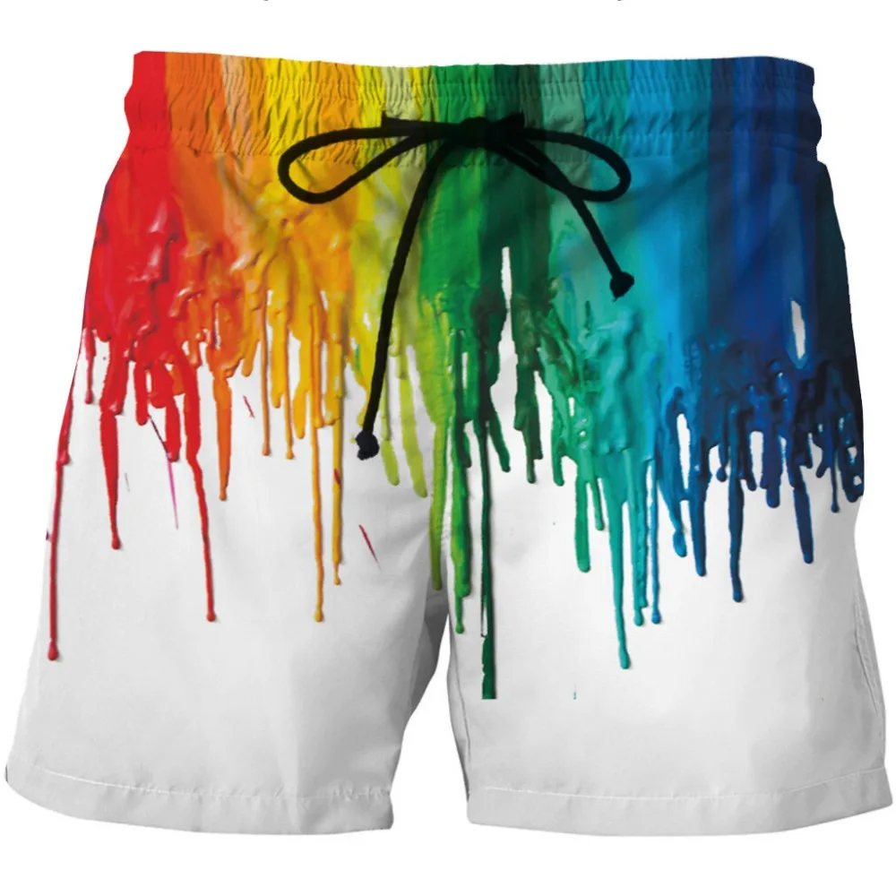 

LOVE SPARK New Big Size Mens Running Shorts Colorful Painting Print Elastic Waist Jogging Running Gym White Sports Shorts 6XL