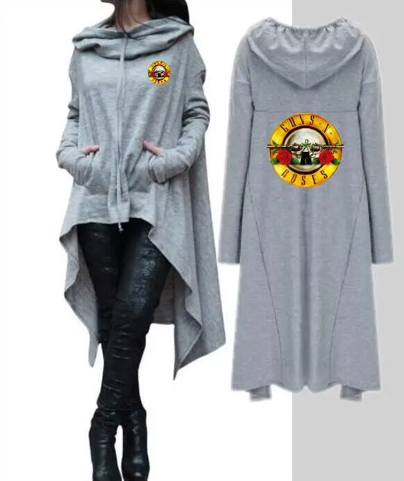 Мода guns N' Roses Hoodie Новый худи в уличном стиле длинный пуловер с капюшоном