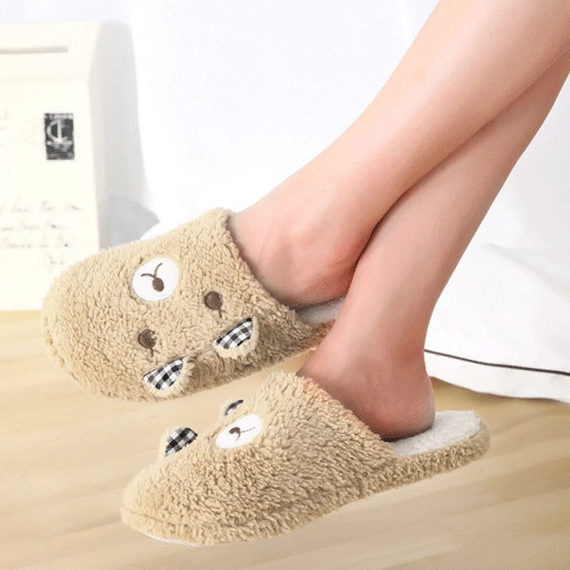 Зимние тапочки с милым мультяшным медведем Pantuflas плюшевые домашние мягкой