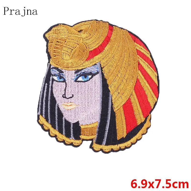 Prajna череп индийский фараоны Египетский вышивка патч солнце железо на нашивки Значки для куртка DIY Футболка Декор Аксессуары E - Цвет: Laser Bright