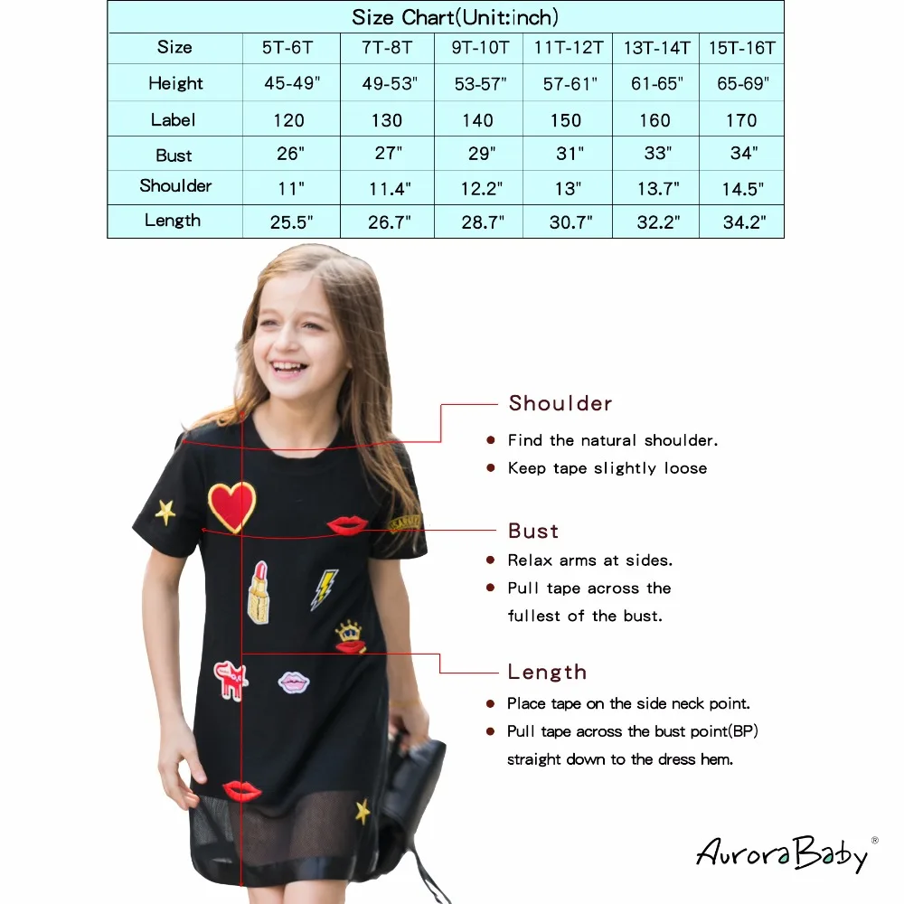 

Kids Dresses for Girl Summer Little Girls Dresses Black Appliques Clothing for Girls 6 7 8 9 10 11 12 13 14 Years Old Clothes