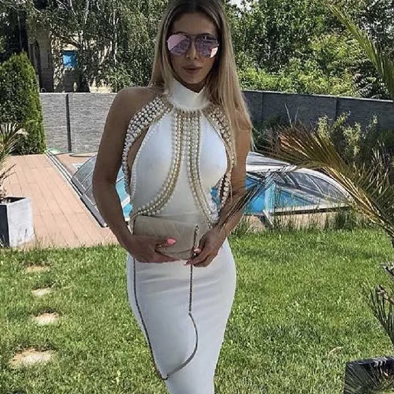 Оптовая продажа 2019 новые платья Черно белое бежевое жемчужное украшение без