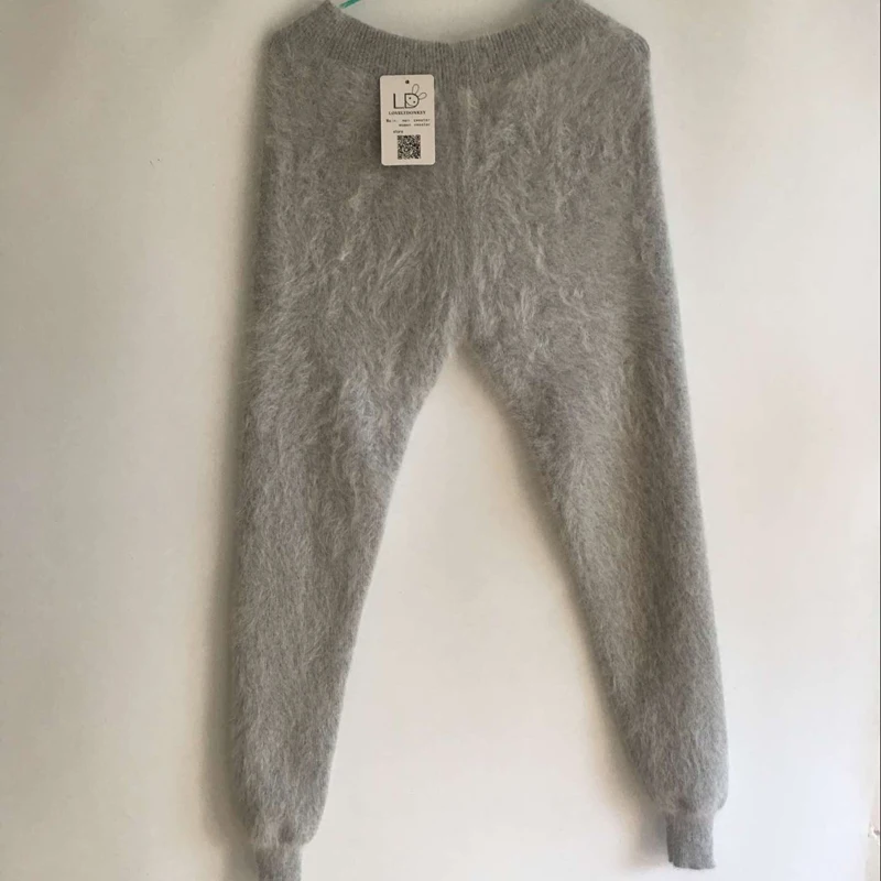 LOVELYDONKEY  women's  winter mink cashmere knitted trousers thick warm pants free shipping M491-2