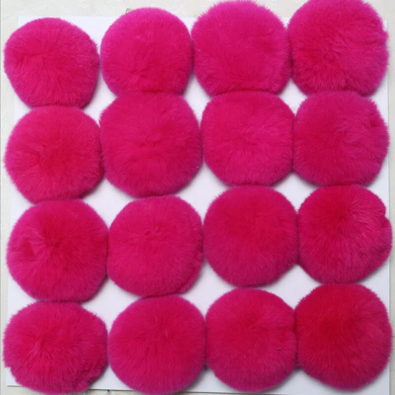 hot pink 20 шт./Партия DIY 8 см Настоящий мех кролика мяч помпон для сумки для ключей шапки и шарф pom цветов поддержка смешанные - Цвет: hot pink