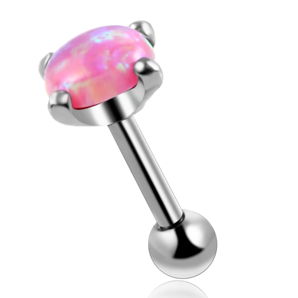 Новое поступление 1 шт. хирургическая сталь с опалом камень уха хрящ траг пирсинг