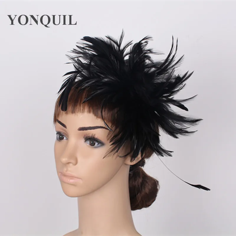 Женская винтажная шляпка-Вуалетка, черные шляпки с перьями, Коктейльные шляпки Дерби, стильные аксессуары для волос, FS04, 2019