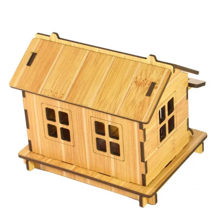 Оптовая продажа Прямая поставка DIY Дом 3d головоломки игрушки деревянные для