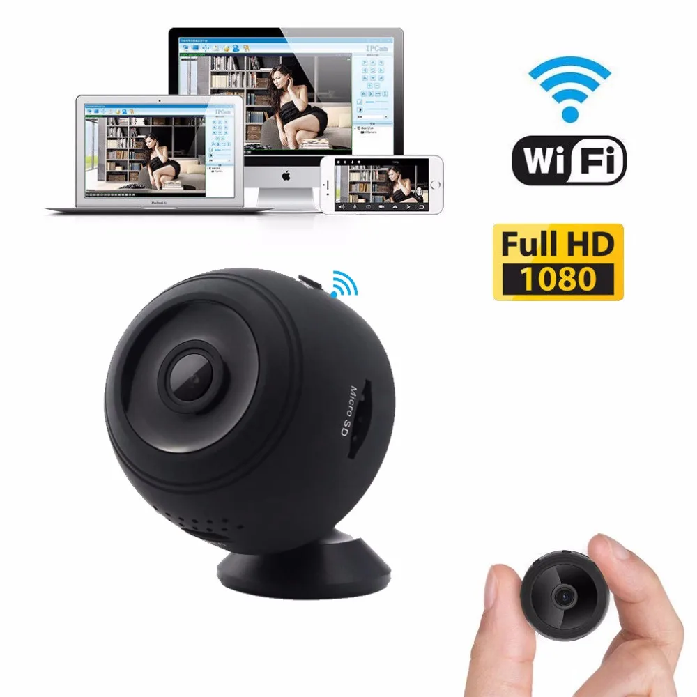 Wifi IP мини камера беспроводная 1080P HD инфракрасная микро ИК ночного видения