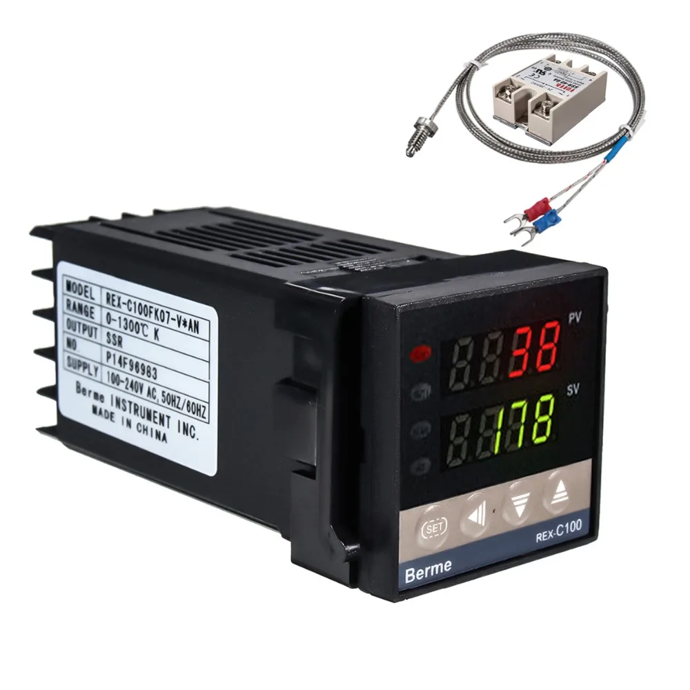 alarm rex c100 110v to 240v 0 to 1300 degree digital pid temperature controller kits with k type probe sensor free global shipping