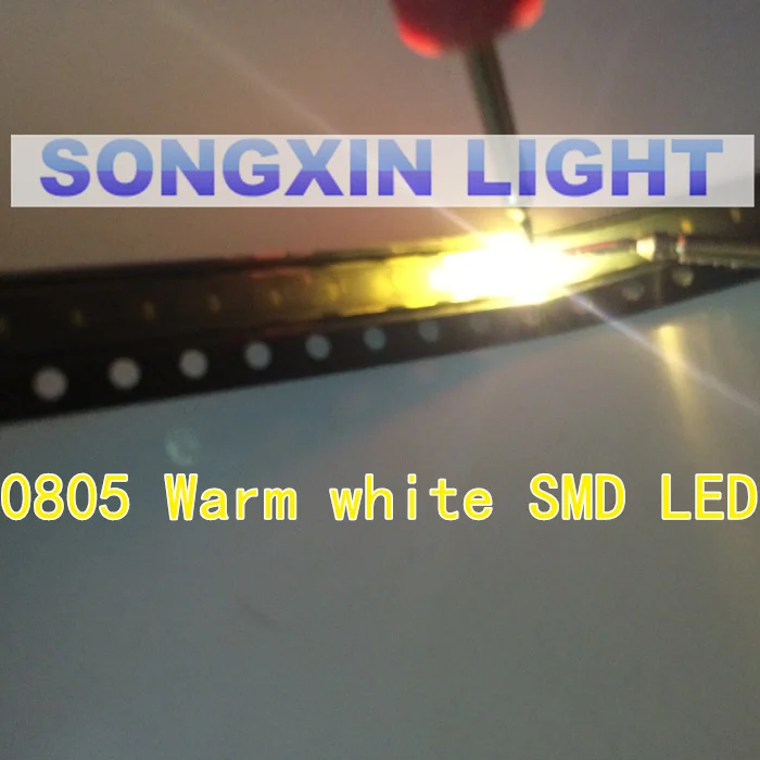 100 шт. светодиод 0805 SMD теплый белый свет 2800 3200K светодиодный светильник чистая вода