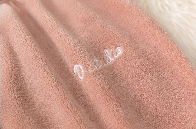 Jielur пижамные штаны Зимняя теплая однотонная мягкая одежда ropa mujer из бархата кораллового цвета для отдыха флисовые штаны с буквенным принтом одежда для сна