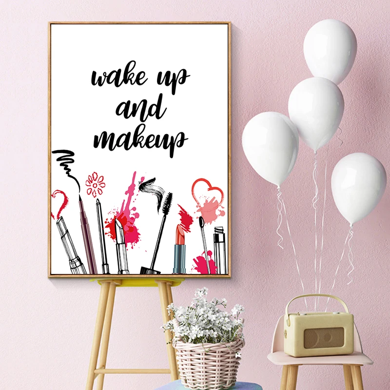 Современной акварельной МАКИЯЖ Art Холст Плакаты с живописью принты помада