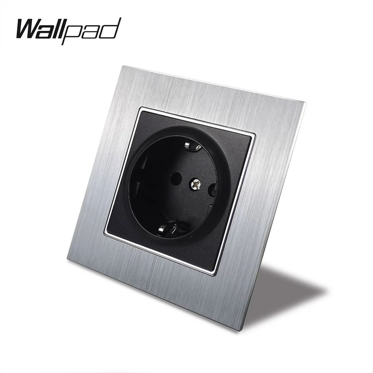 Black Center Металлический ЕС розетка с когтями Wallpad 110 V-240 V AC серебристого цвета из сатина Алюминий с хромированным каркасом 16A ЕС Европейский Стандартный стены Мощность разъем - Тип: Black Center