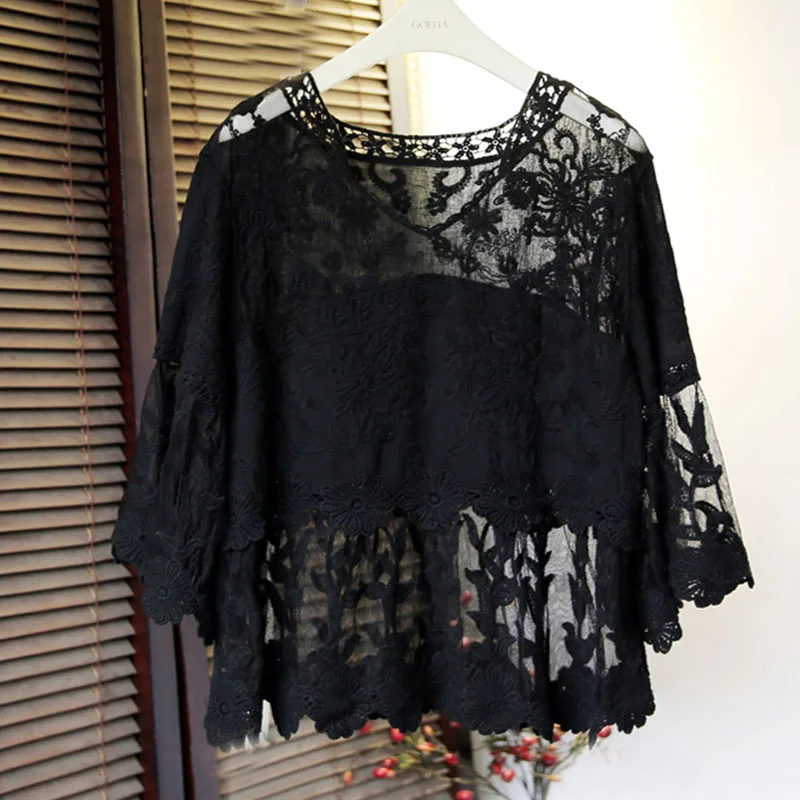 Женская кружевная блузка белая с цветочным принтом 30 шт. | одежда