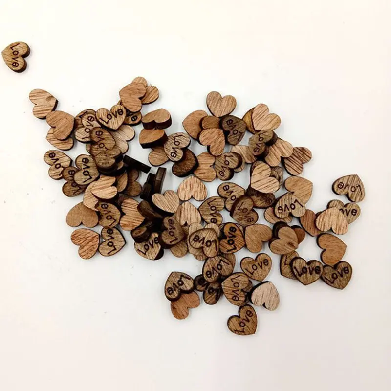 100 шт. деревянные пуговицы в форме сердца|Пуговицы| |