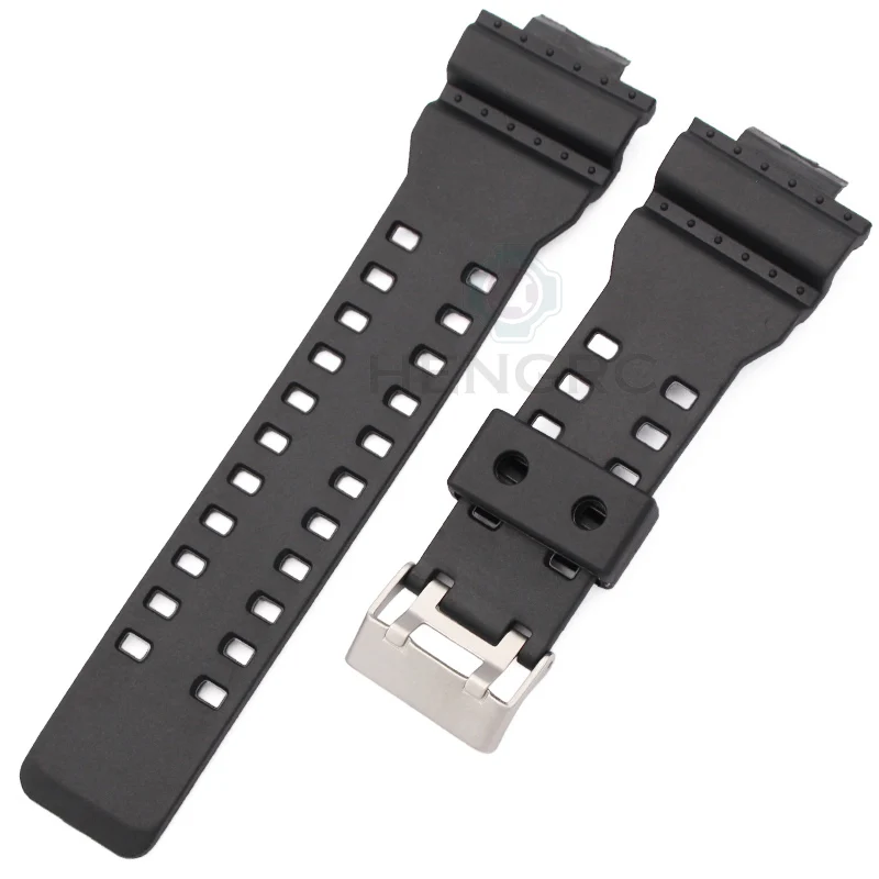 Silicone Rubber Watch Strap Band Men Black Sports Diving Watchbands Stainless Steel Pin Buckle  Watch Accessories