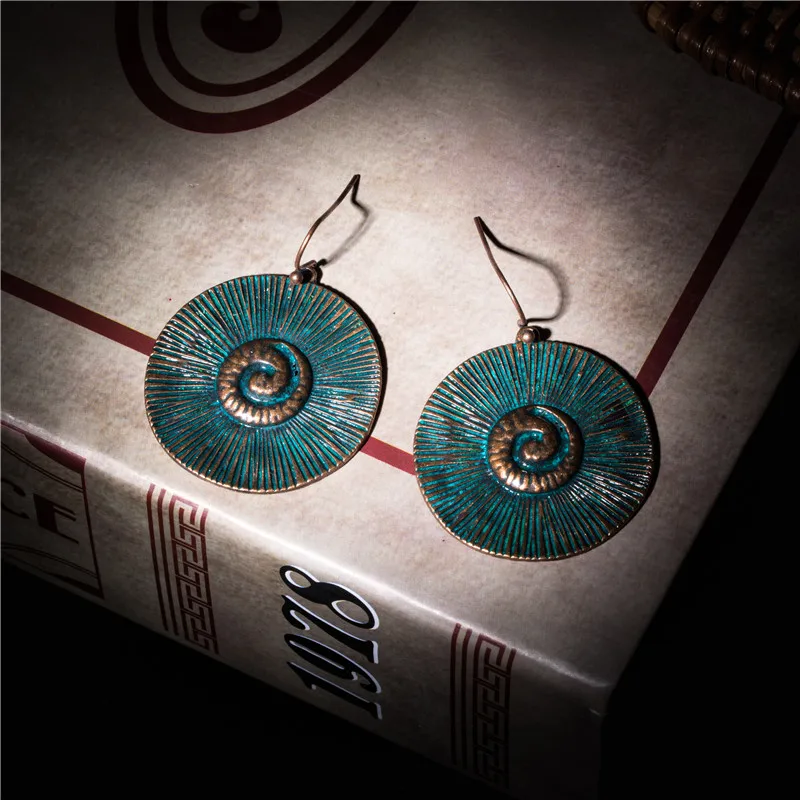Women Vintage Retro Antique Red Copper Alloy Earrings Hoop handmade Dangle Drop Earring for Women|earrings for|dropping earrings womenalloy drop |