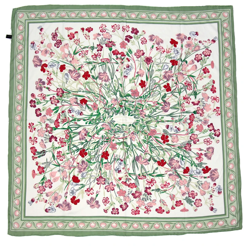 Роскошный брендовый 100% саржевый шелковый шарф MAGNOLIA разноцветный квадратный в