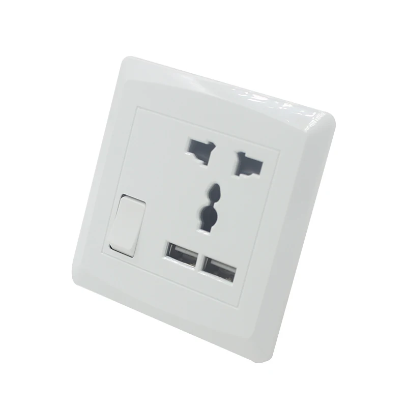 Настенная розетка JOHO 13A блок питания с двумя USB разъемами стандартный
