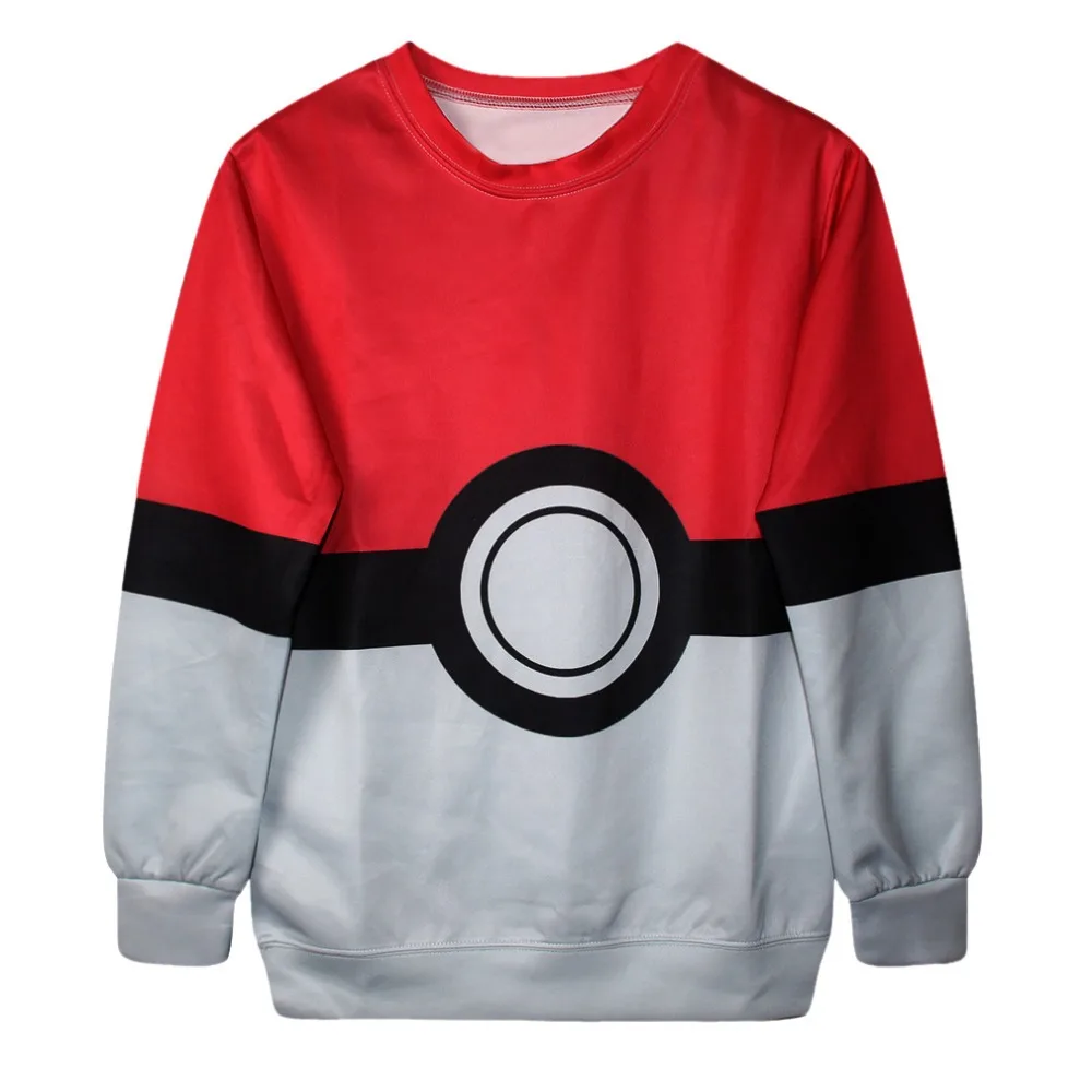 Harajuku толстовки на молнии с 3D принтом Poke mon Ball женские модные длинным рукавом и