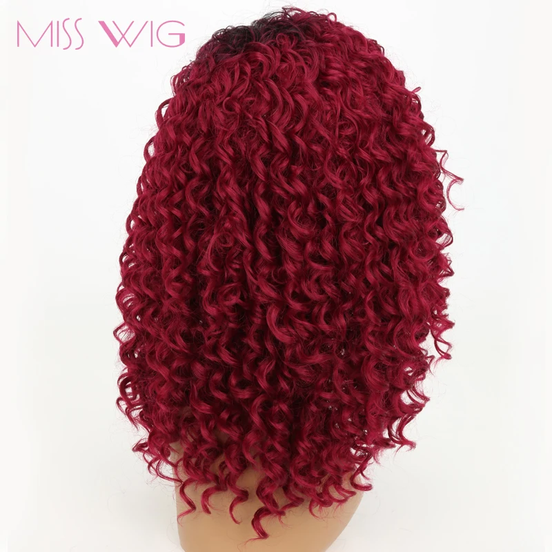 Miss wig 14Inchs красные курчавые кучерявые парики для черных женщин 250 г синтетические